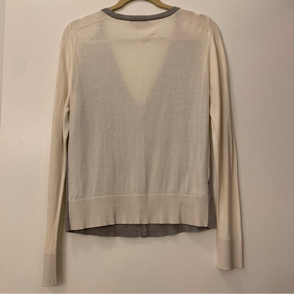 LOFT Color Block Button Cotton V-Neck Cardigan Size M - Picture 2 of 5